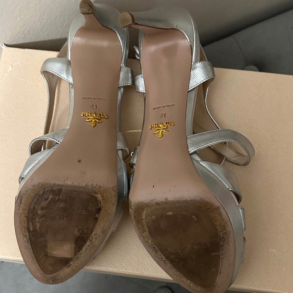 Prada Silver Strappy Heels - Picture 10 of 16